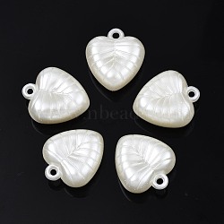 ABS Plastic Imitation Pearl Pendants, Heart, Creamy White, 20.5x18x9mm, Hole: 1.8mm, about 270pcs/500g(KY-T023-010)