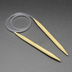 Rubber Wire Bamboo Circular Knitting Needles, More Size Available, Light Yellow, 780~800x3.75mm(TOOL-R056-3.75mm-01)