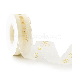 10 Yards Gold Stamping Just for You Chiffon Ribbons, Garment Accessories, Gift Packaging, Word, 1 inch(25mm)(PW-WG21800-01)