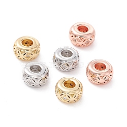 Brass Micro Pave Clear Cubic Zirconia Beads, Long-Lasting Plated, Cadmium Free & Lead Free, Rondelle, Mixed Color, 7.5x4mm, Hole: 3mm(ZIRC-P091-03A-RS)