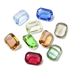Pointed Back Glass Rhinestone Cabochons, Rectangle, Faceted, Mixed Color, 14x10x5~6mm(GLAA-B012-17C)