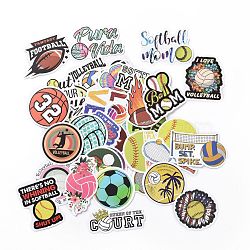 Cartoon Sports Ball Theme Paper Stickers Set, Adhesive Label Stickers, for Water Bottles, Laptop, Luggage, Cup, Computer, Mobile Phone, Skateboard, Guitar Stickers, Volleyball, Baseball, Basketball, Football, Mixed Color, 22~72x32~70x0.3mm, 50pcs/bag(DIY-G066-15)