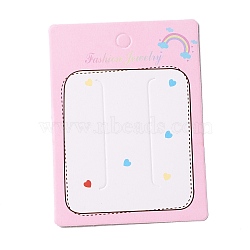 Paper Hair Clip Display Cards, Rectangle with Rainbow and Heart Pattern, Pearl Pink, 10x7.3x0.03cm, Hole: 8mm(CDIS-F005-15)