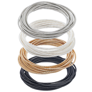 48 Strands 4 Style Spring Bracelets, Minimalist Bracelets, Steel French Wire Gimp Wire, for Stackable Wearing, Mixed Color, 12 Gauge, 2mm, Inner Diameter: 58.5mm, 12 strands/style