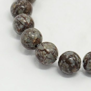 Gemstone Beads Strands, Natural Snowflake Obsidian, Round, about 8mm in diameter, hole: 1mm, about 50pcs/strand