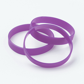 Silicone Wristbands Bracelets, Cord Bracelets, Orchid, 7-1/8 inch(18cm), 12x2mm