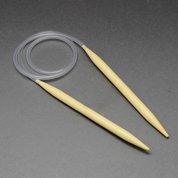 Rubber Wire Bamboo Circular Knitting Needles, More Size Available, Light Yellow, 780~800x3.75mm