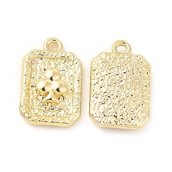 Rack Plating Alloy Pendants, Cadmium Free & Lead Free, Rectangle Charms with Club Sign, Light Gold, 17.5x11x3mm, Hole: 1.5mm