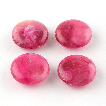 Flat Round Imitation Gemstone Acrylic Beads, Deep Pink, 22x8.5mm, Hole: 2mm, about 190pcs/500g