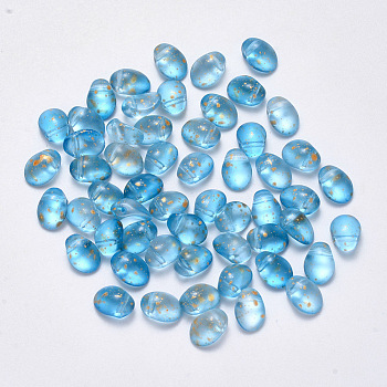 Transparent Spray Painted Glass Charms, Oval, Light Sky Blue, 8.5x6x4.5mm, Hole: 1mm