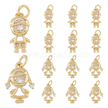 Real 18K Gold Plated Clear Human Brass+Cubic Zirconia Pendants