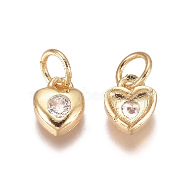 Golden Clear Heart Brass+Cubic Zirconia Charms