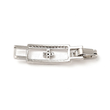 Rectangle avec croix placage laiton micro pavé clair fermoirs de bracelet de montre en zircone cubique(ZIRC-H125-23P)-2