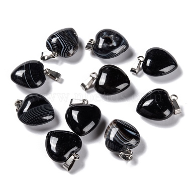 Platinum Heart Obsidian Pendants