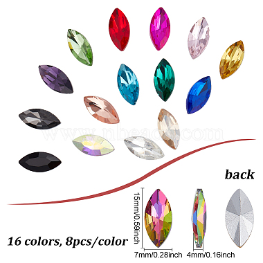 128Pcs 16 Colors Glass Rhinestone Cabochons(RGLA-FG0001-17)-2