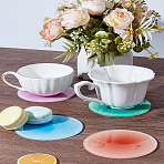 4Pcs 4 Colors Acrylic Coaster, Cup Mats, Flat Round, Mixed Color, 97x3mm, 1pc/color(AJEW-LP0006-25)
