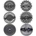 1Set Flat Round Alloy Shawls and Capes Buckles, for Garment Accessories, Gunmetal, 41.5~44x14.5~17mm, 5pcs/set(FIND-GF0008-08B)
