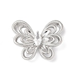 Brass Micro Pave Clear Cubic Zirconia Pendants, Butterfly Charms, Real Platinum Plated, 20x24.5x5.5mm, Hole: 3x1.5mm(KK-N290-15P)