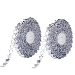 2 Rolls Cloth Star Lace Trims, Decor Lace Ribbons, Silver, 1/2 inch(14mm), about 10.94 Yards(10m)/Roll(STIC-GF0001-37A)