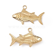 Ion Plating(IP) 304 Stainless Steel Pendants, Fish Charms, Real 18K Gold Plated, 19x29x3mm, Hole: 3mm(STAS-K242-03G)