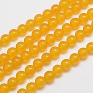 Natural & Dyed Malaysia Jade Bead Strands, Imitation Yellow Aventurine, Round, Gold, 8mm, Hole: 1.0mm, about 48pcs/strand, 15 inch(G-A146-8mm-A03)