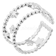 Minimalist Stainless Steel Star Open Cuff Ring for Women Men, Golden, Stainless Steel Color(SR0563-1)