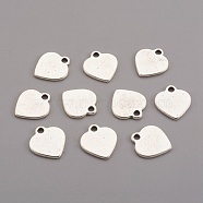Alloy Stamping Blank Tag Charms Pendants, Cadmium Free & Lead Free, Heart, Antique Silver, 16x14x2mm, Hole: 2mm(X-PALLOY-R3853-AS-RS)