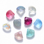 Transparent Glass Bead, Top Drilled Beads, Mixed Style, Scallop Shape, Mixed Color, 10x10.5x6mm, Hole: 1mm(GLAA-T016-07)