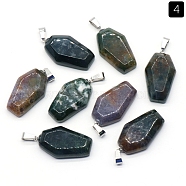 Natural Indian Agate Pendants, Halloween Coffin Charms, 30x19mm(PW-WG38001-04)