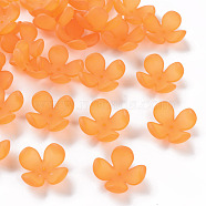 Frosted Acrylic Bead Caps, 4-Petal, Flower, Orange, 27x27x11mm, Hole: 1.8mm, about 276pcs/500g(MACR-S371-06A-724)