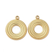 304 Stainless Steel Pendants, Flat Round Charm, Real 18K Gold Plated, 16x13.5x1mm, Hole: 1.5mm(STAS-Q252-23G)
