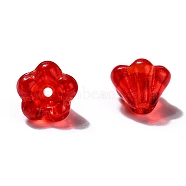Transparent Czech Glass Beads, Flower, Red, 6.5x5mm, Hole: 0.8mm, about 357~363pcs/bag(GLAA-G070-05B-04)