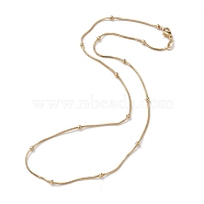 Brass Snake Chain Necklaces, with Round Beads and Lobster Claw Clasps, Long-Lasting Plated, Real 18K Gold Plated, 18.50 inch(47cm), 1mm(NJEW-I247-05G)