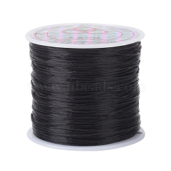 Flat Elastic Crystal String, Elastic Beading Thread, for Stretch Bracelet Making, Dyed, Black, 0.8mm, about 65.61 yards(60m)/roll(X-EW019-1)