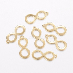 304 Stainless Steel Pendants, Infinity, Golden, 19.5x8.5x1mm, Hole: 1.2mm(STAS-H443-21G)