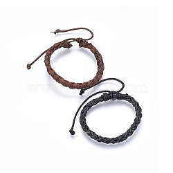 Braided Leather Cord Bracelets, with Waxed Cord, Mixed Color, 2 inch(5cm)~3-1/8 inch(8cm)(BJEW-F347-10)