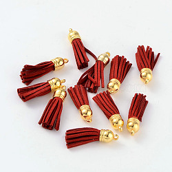 Suede Tassels, with CCB Plastic Findings, Nice for DIY Earring or Cell Phone Straps Making, Dark Red, 38x10mm, Hole: 2mm(X-DJEW-M004-12)