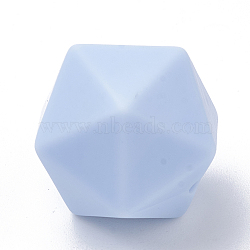 Food Grade Eco-Friendly Silicone Beads, Chewing Beads For Teethers, DIY Nursing Necklaces Making, Icosahedron, Light Steel Blue, 16.5x16.5x16.5mm, Hole: 2mm(X-SIL-T048-14mm-57)