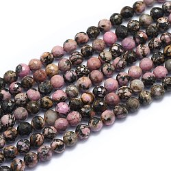 Natural Rhodonite Beads Strands, Round, Faceted(128 Facets), Alice Blue, 6mm, Hole: 0.8mm, about 64pcs/strand, 15.35 inch(39cm)(G-K310-A12-6mm)