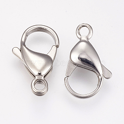 304 Stainless Steel Lobster Claw Clasps, Parrot Trigger Clasps, Stainless Steel Color, 19x12x5mm, Hole: 2mm(STAS-I082-14P-05)
