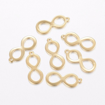 304 Stainless Steel Pendants, Infinity, Golden, 19.5x8.5x1mm, Hole: 1.2mm