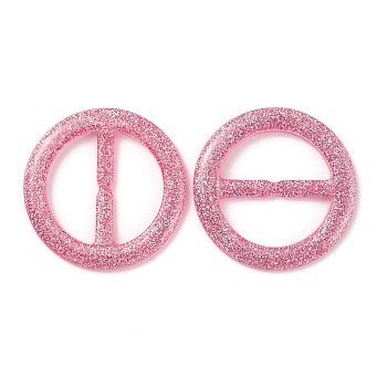Flat Round Resin Buckle Clasps, with Glitter Powder, For Webbing, Strapping Bags, Garment Accessories, Pearl Pink, 41.5x3.5mm