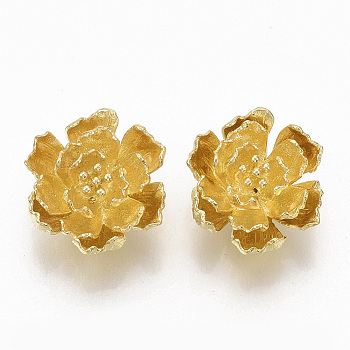 Brass Pendants, Nickel Free, Flower, Raw(Unplated), 20x17.5x8.5mm, Hole: 1.6mm