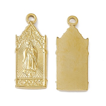Vacuum Plating 304 Stainless Steel Pendants, Arch with Virgin Pattern Charms, Golden, 29x12x2mm, Hole: 1.8mm