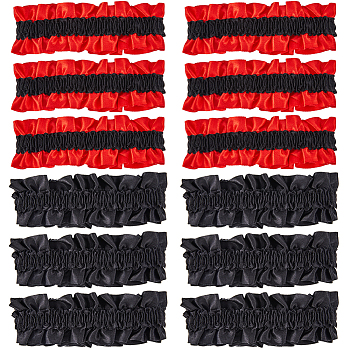 6 Pairs 2 Colors Polyester Elastic Garters, Anti-slip Armbands, Garment Accessories, Mixed Color, 36mm, 3 pairs/color
