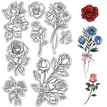 Custom PVC Plastic Clear Stamps, for DIY Scrapbooking, Photo Album Decorative, Cards Making, Stamp Sheets, Film Frame, June Rose, 160x110x3mm