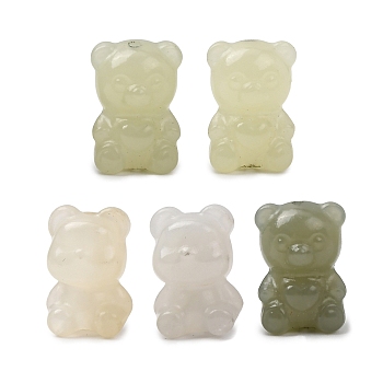 Natural Nephrite Jade Beads, Bear, 14x10x8mm, Hole: 1.2mm