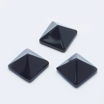 Natural Obsidian Cabochons, Pyramid, 20x20x12~13mm, Diagonal Length: 26mm