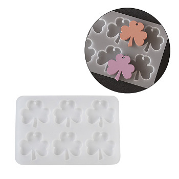 DIY Keychain Pendant Silicone Molds, for UV Resin, Epoxy Resin Craft Making, Clover, 140x95x6mm, Inner Diameter: 38x40mm