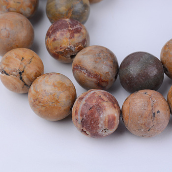 Natural Red Rainbow Jasper Beads Strands, Round, 12~12.5mm, Hole: 1.5mm, about 31~33pcs/strand, 14.9~15.1 inch(38~38.5cm)